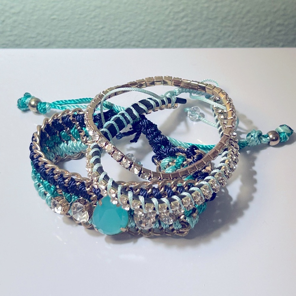 Torrid Turquoise, Gold, & Silver Beaded Bracelet Set